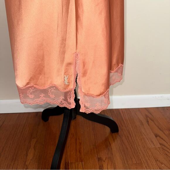 Yves Saint Laurent Vintage Lace Slip Skirt Apricot Salmon Size L - Picture 6 of 9